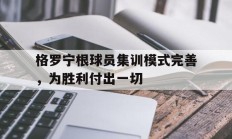 包含格罗宁根球员集训模式完善，为胜利付出一切的词条
